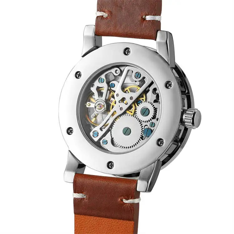 Победитель 8278, 10 лучших брендов, мужские механические часы с ремешком из натуральной кожи, водонепроницаемом автоматическом хранении, бизнес-релогио musculino