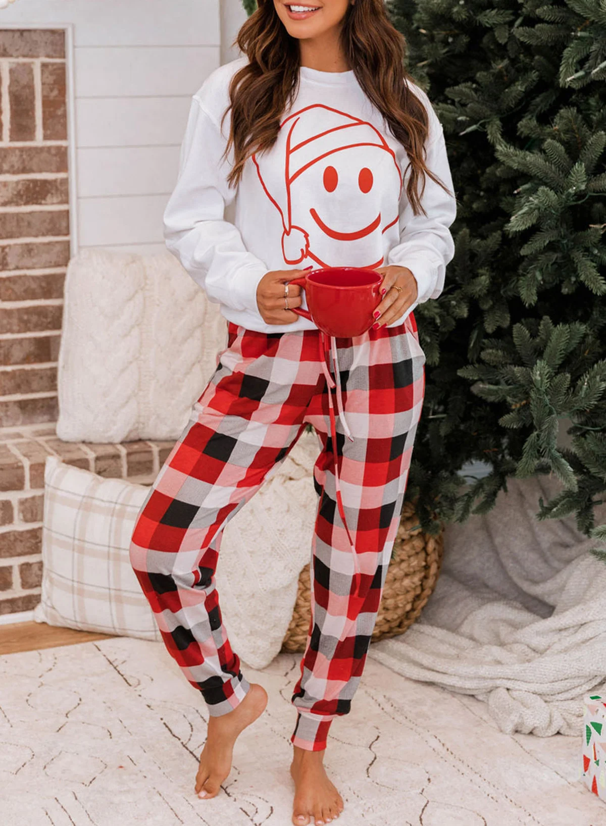 Dearlover Wholesale Custom Loungewear Sets Adult Ladies Plaid Print