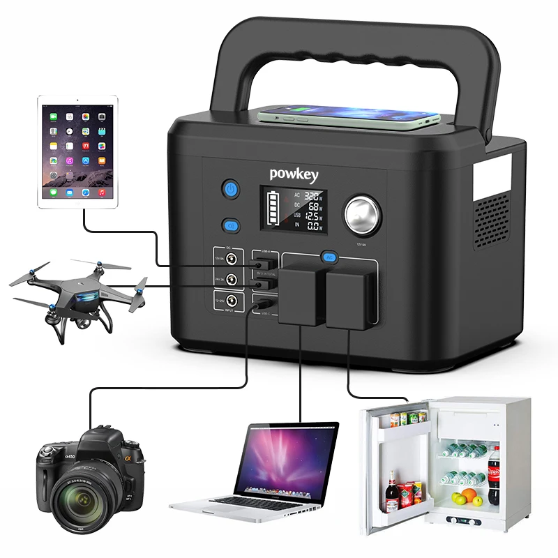 Portable Power Bank LED Lighting Wireless Charging AC Generator-300W/600W/1000W Solar Lithium Ion Flashlight