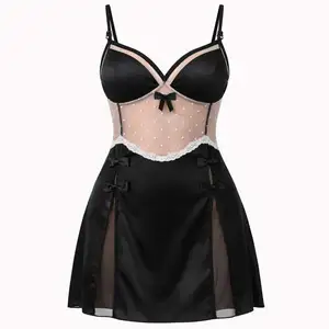 Custom Women's Nylon Lace Nightgowns Floral Print V-Neck Sleeveless-Elegant Breathable Soft Front Vacation Fashion Wholesale