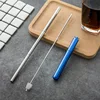 Blue case+silver straw