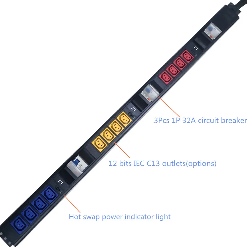 Factory supply zero U 3Phase 32A circuit breaker 12 bits IEC C13 GWGJ PDU sockets for bitcoin miner anti S9