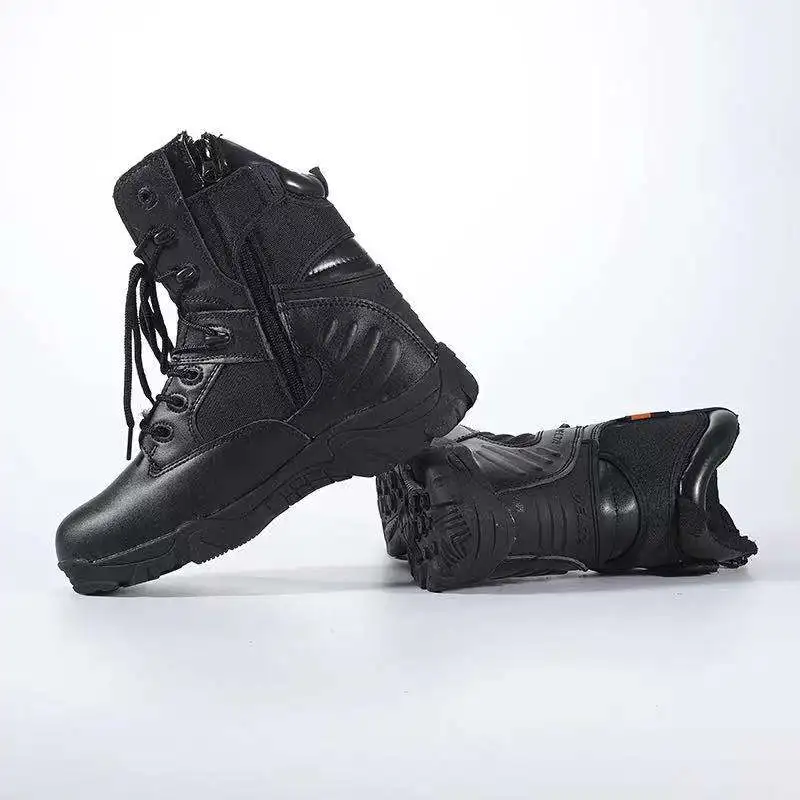 
 Черные полированные кожаные оксфорды, резиновые мужские армейские боевые военные тактические ботинки  