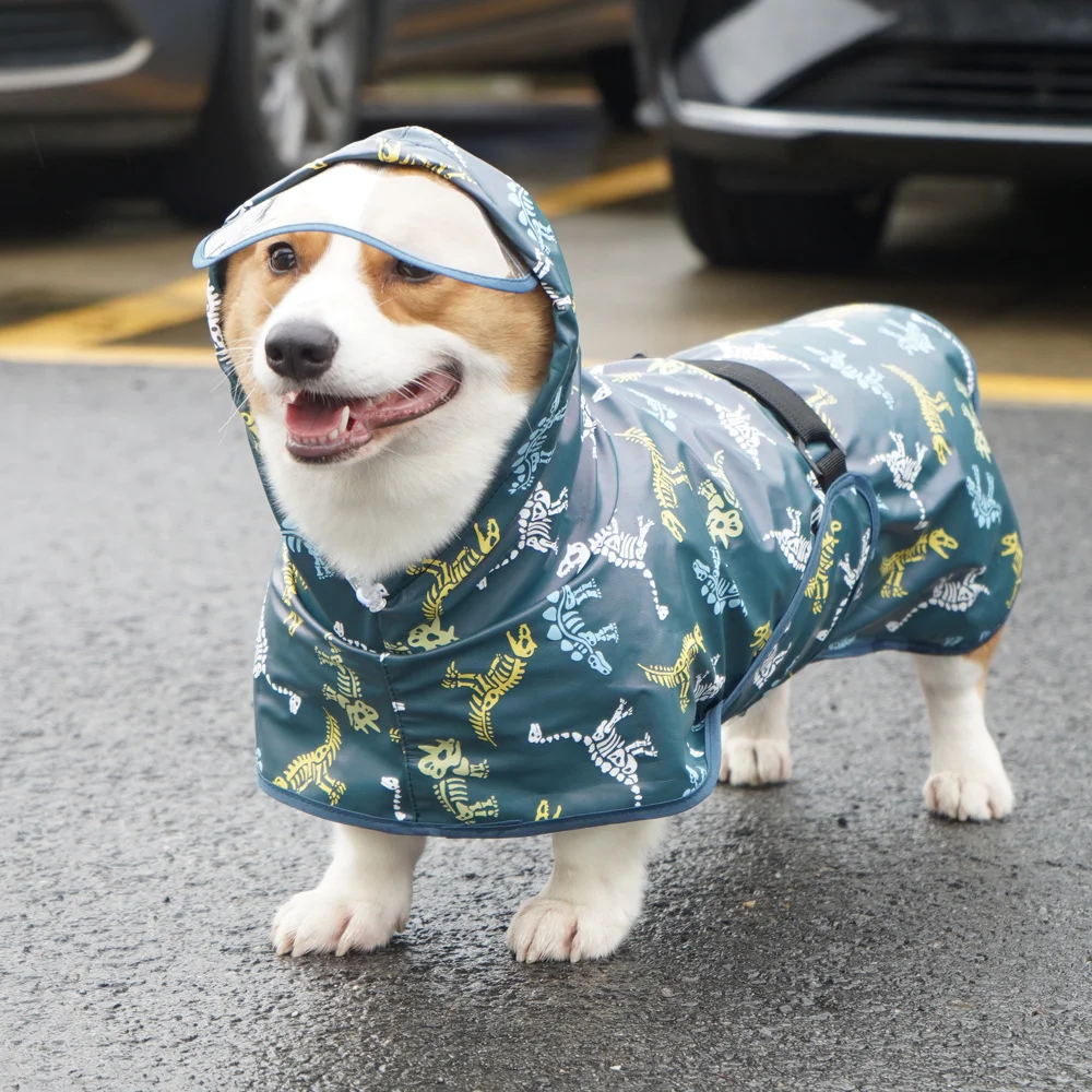 Large Waterproof Dog Raincoat Classic Solid Pattern Pet Apparel