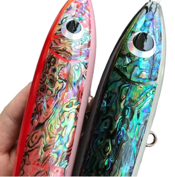 CHEERY Cross-border 22cm 120g Floating Wooden Pencil Lure Inlaid Abalone Shell, Saltwater Fishing Bait for Nanyu Deep Sea – Pencil – view 2