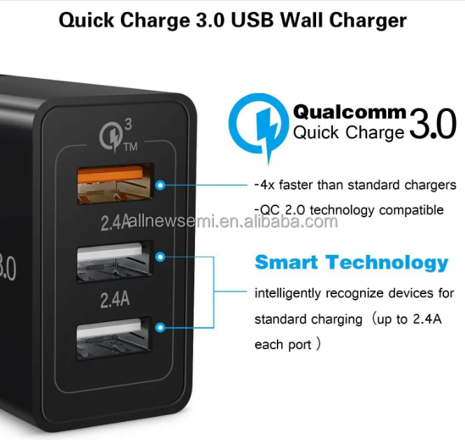 Australian standard charger qc3.0 three port 3usb fast charging qc3.0 + 2.4a charging head dual port Australian standard charge