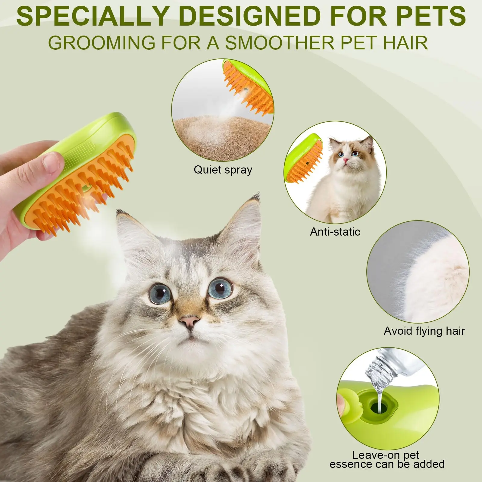 Upgaded Flea Comb, 2025 New One-Click Self-Cleaning Pet Hai Removal Comb Cats Dogs Creative Portable Cat Brush Comb Multifunctional Pet Grooming Sup%2f15461018429
