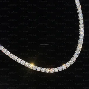 Custom 9K-18K Gold/Pt 6.946ct Iced Tennis Chain - 45cm 3-6mm Lab Diamond Hip Hop Necklace