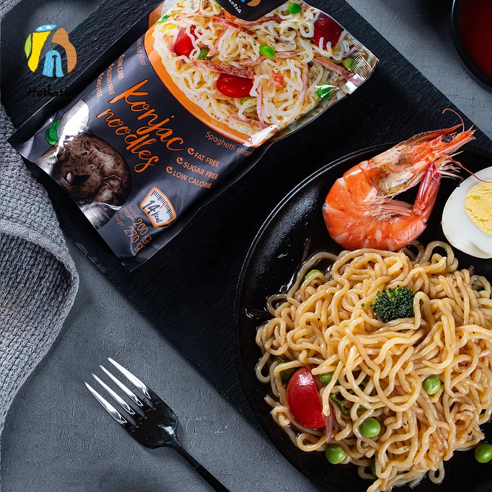 Odorless Sugar Free Different Types of Konjac Oat Fiber Pasta Instant Noodles With Bag Packaging
