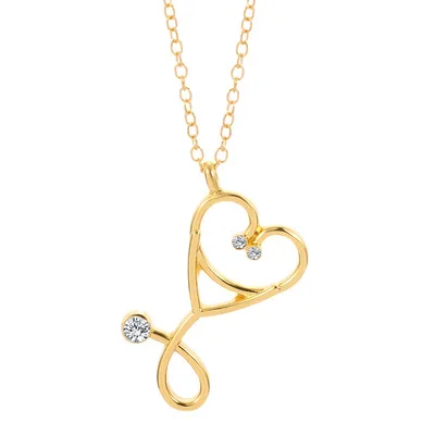 Creative Love Heart Stethoscope Necklace Gold Color Clavicle Chain For Lover's Doctor Nurse Valentine's Day Gift Jewelry