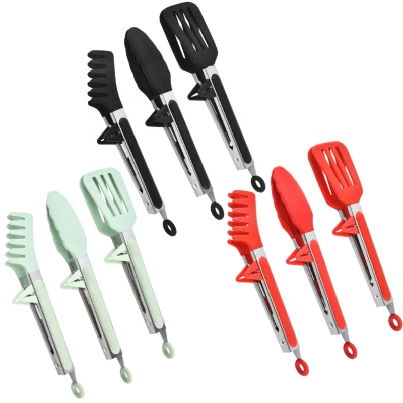 Tongs Bia 9 Orduch as Silicón, Tacar de 3 Cinn | Sábháilte do Ogha, Micreawhávaíle agus Uiscíochta | Tongs Cuisine le Lámhfhad do Chócaireacht, Spaghetti agus Roast