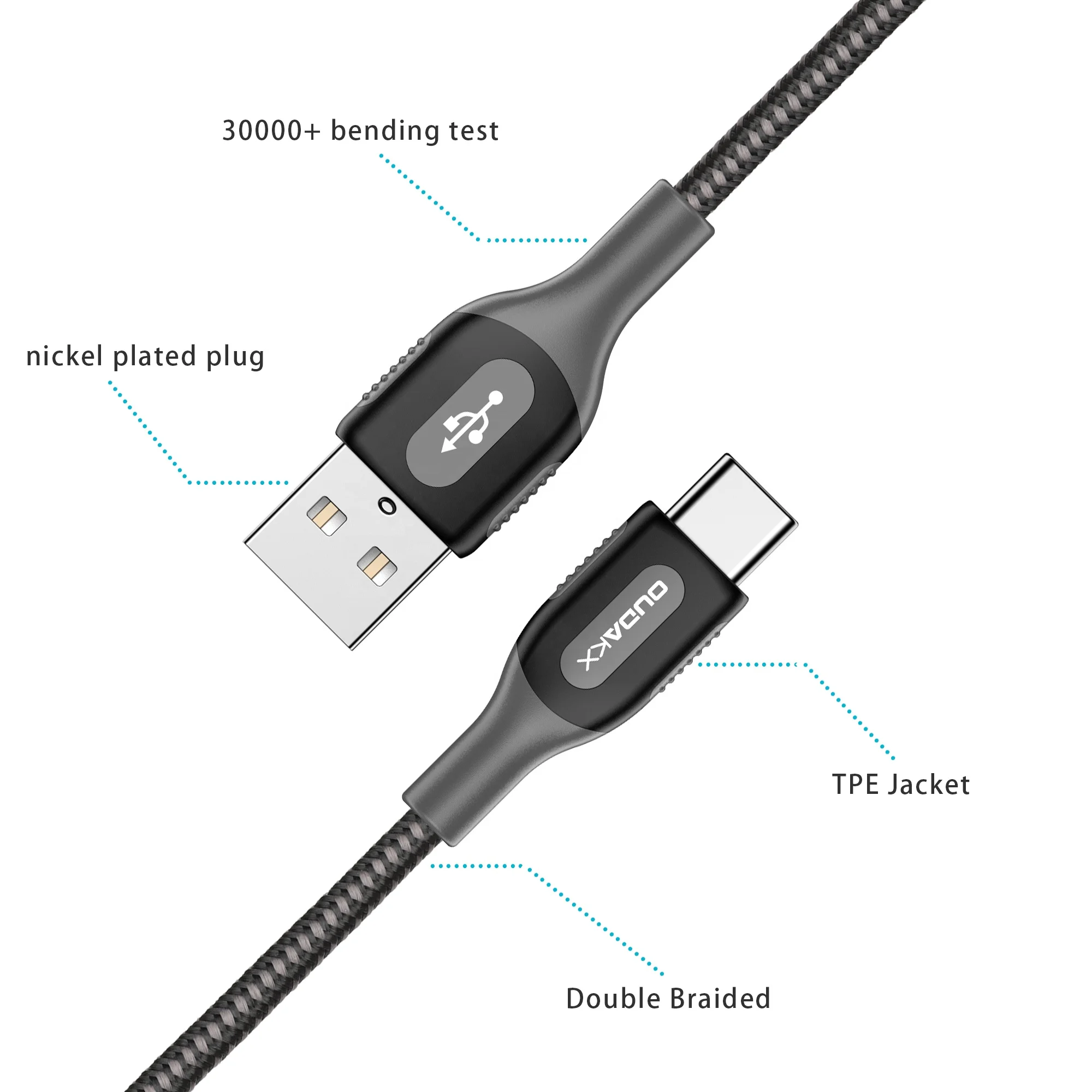 2022 Высокое качество 0,3 м USB Type C кабель для зарядки, USB-C Удлинительный кабель для зарядки или передачи данных Type-C кабель