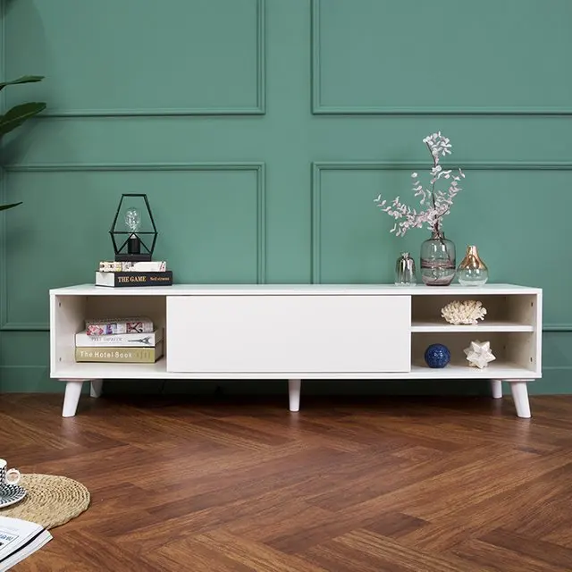 China Factory Cheap Price Living Room Furniture TV Console Simple Solid Wood Manufactory TV Stand