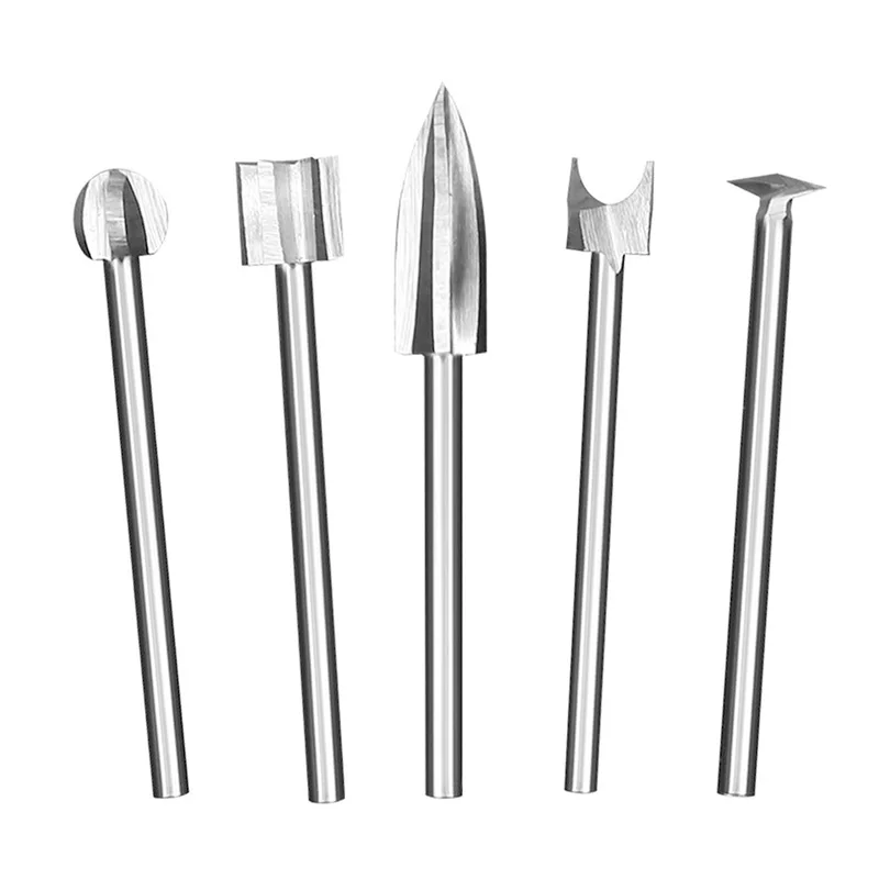 5Pcs Wood Carving Engraving Drill Bits Set Milling Cutter For