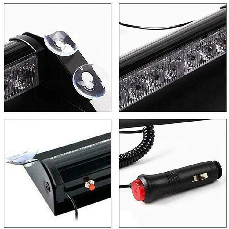 8 Led Emergency Strobe Light Bar Car Windshield Flashing Warning Lights 12v Flasher Drl Red Blue