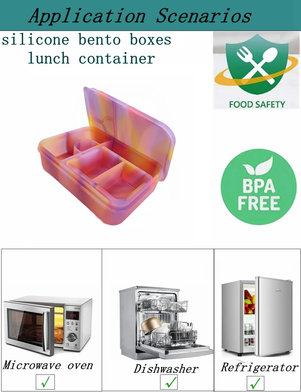 Ssph New Style Food Grade Silicone Children Leakproof Lunch Box Girl