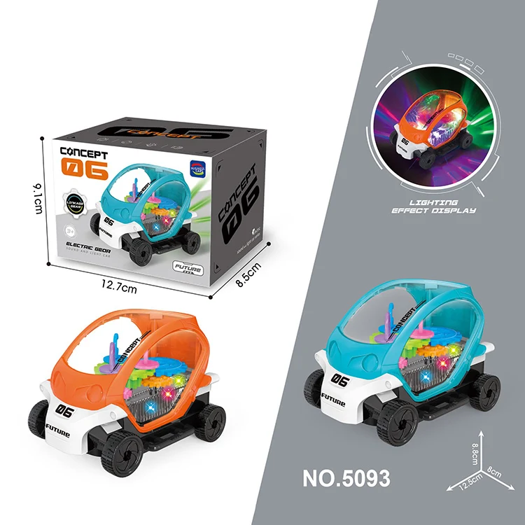 Battery Operated 360 Degree Spin Transparent Flashing Light Universal Wheel 3D Concept Gear Car Toy