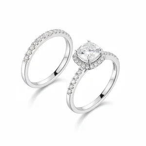S925 Sterling Silver Plated Platinum Rings Set Moissanite Luxury Sparkly Stackable Rings for Women Couple Wedding Fine Jewelry