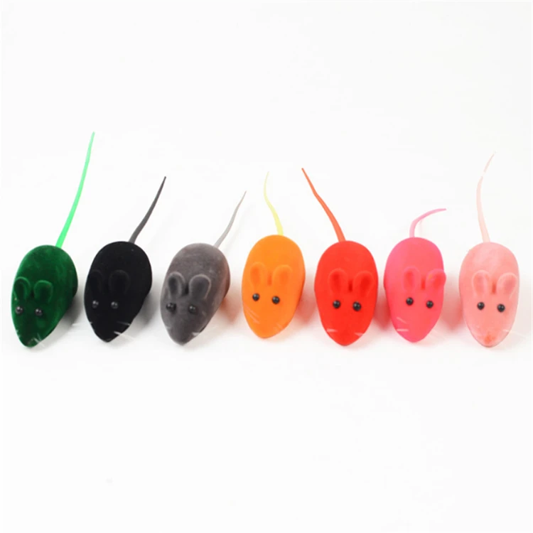Pet Colored Flocking Plush Mouse Chew Rubber Toy Dog Chewing Mouse Cat