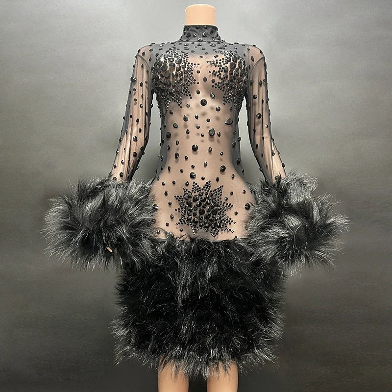 womens black glitter dress LaDivine CD254CL Prom Dress - Black