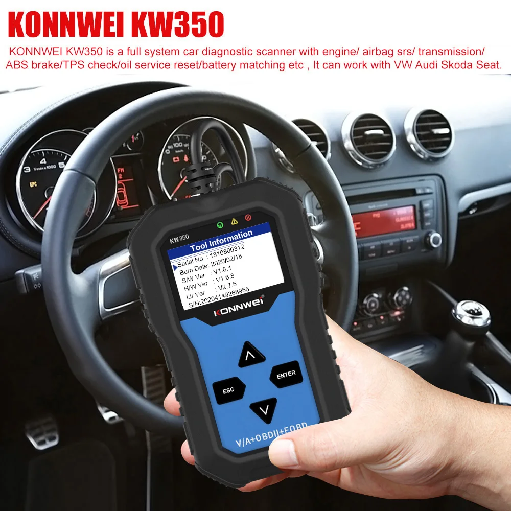 Konnwei Factory Direct Car Full System Obd Ii Diagnostic Tool Obd2 Scanner  for VAG ABS SRS TPS Oil Reset Transmission System