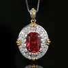 Red corundum pendant with box chain
