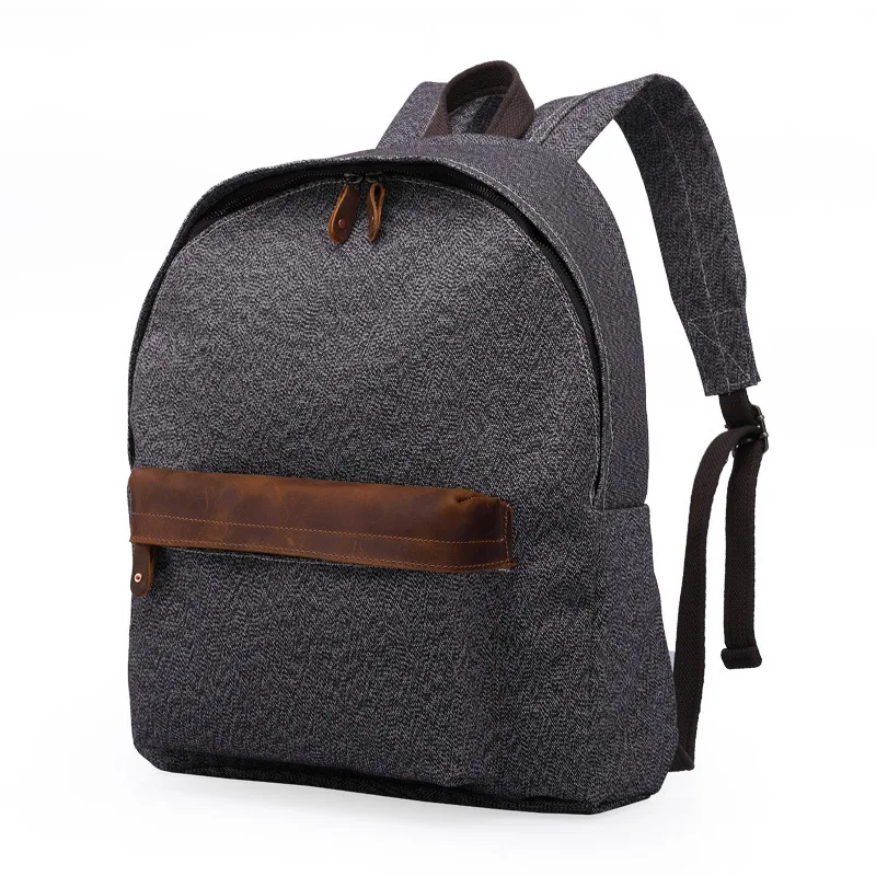 retro men's bag pepper salt canvas wear-resistant school backpack 14 inch laptop backpack