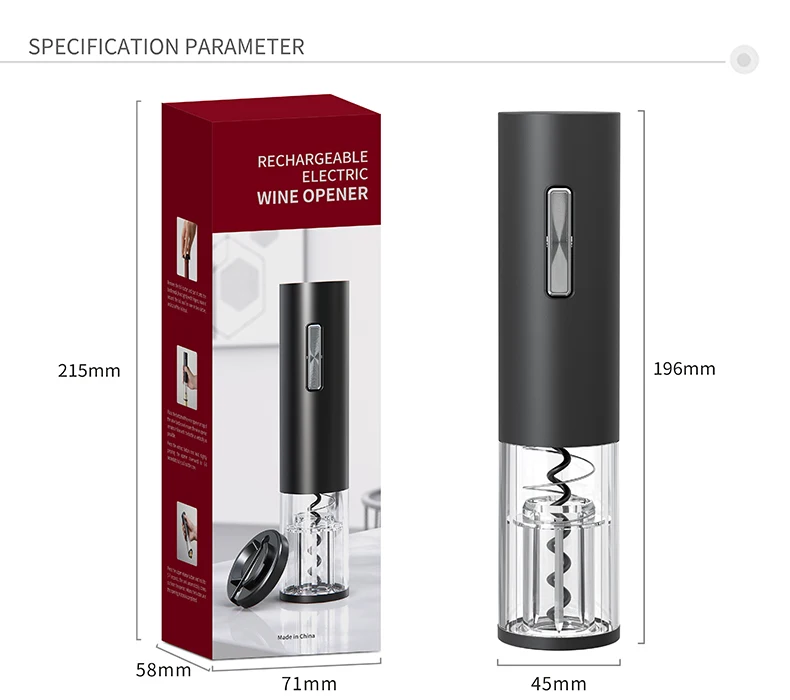 Customizable Electric Wine Opener with Foil Cutter Automatic Bottle Opener Red Wine Perfect Gift Idea Made Durable Metal Plastic