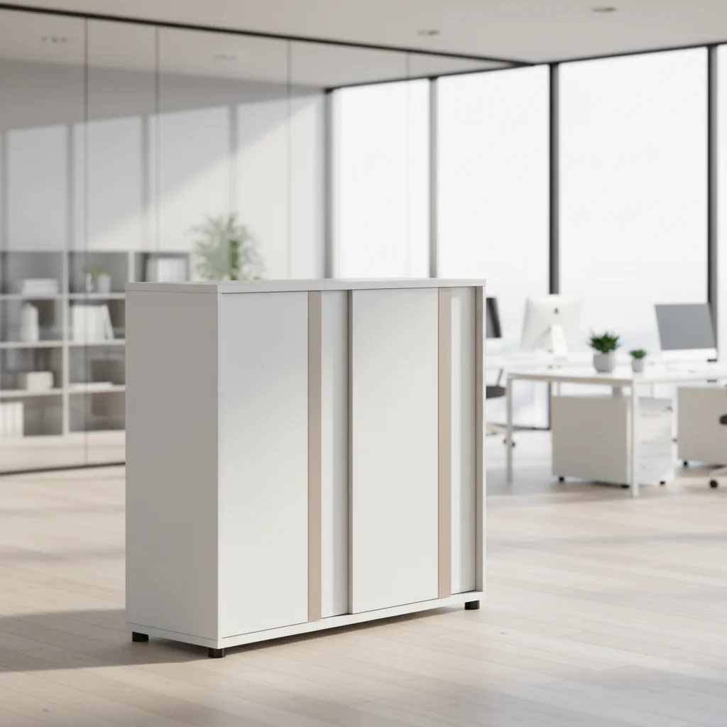 Compact Movable File Storage Cabinet Single Door Design Durable Wood Material Adjustable Shelves Large Capacity Modern Office 5
