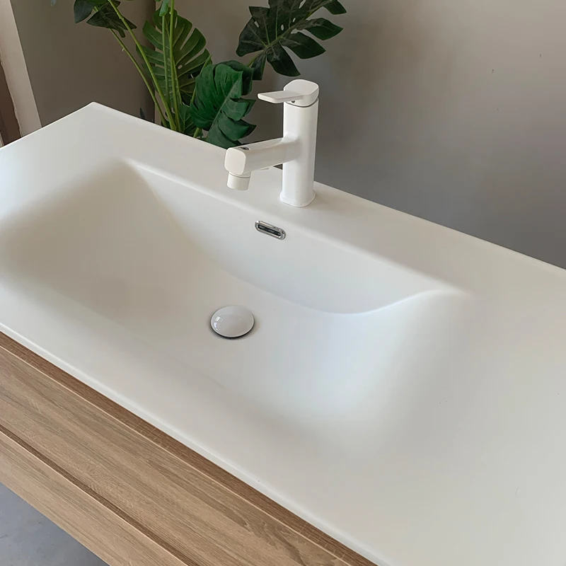 product wooden style matte ceramic basin can be customized wall mounted bathroom cabinet combination washbasin sink-6