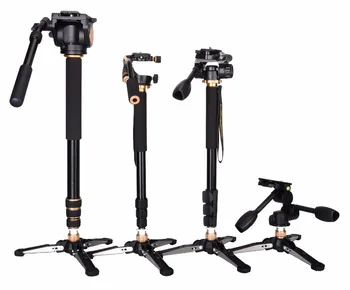 Professional Panhead DSLR Digital Video Camera Monopod With Base Mini Tripod