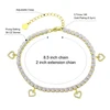 4mm Tennis chain+ heart charm anklet Gold