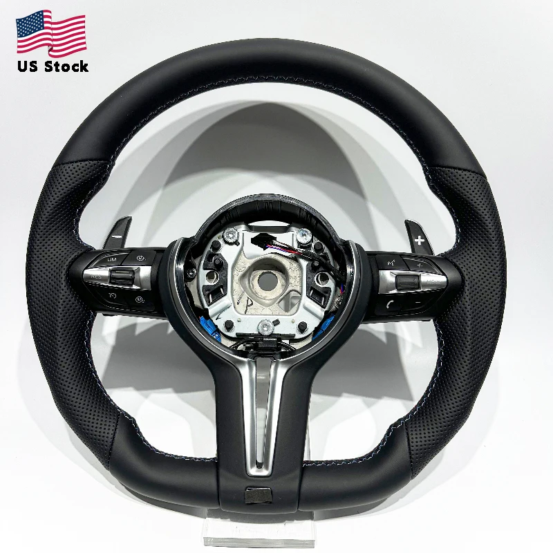 Perforated Leather Steering Wheel for BMW F10 F20 F25 F30 F36 F32 F22 M3 M5 – Flat Bottom
