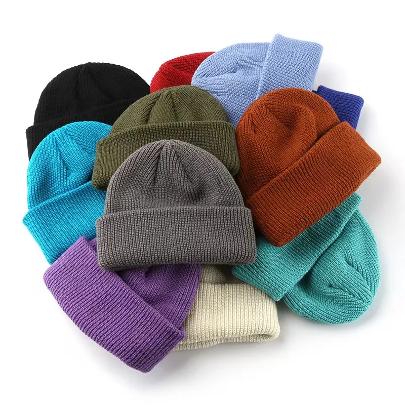 Custom embroidered logo solid color acrylic sports warm winter beanie with custom logo knitted hat warm hat preview 6
