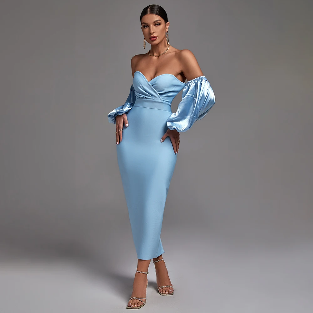 blue tight fitted dress La Femme Style 31123 main image 1