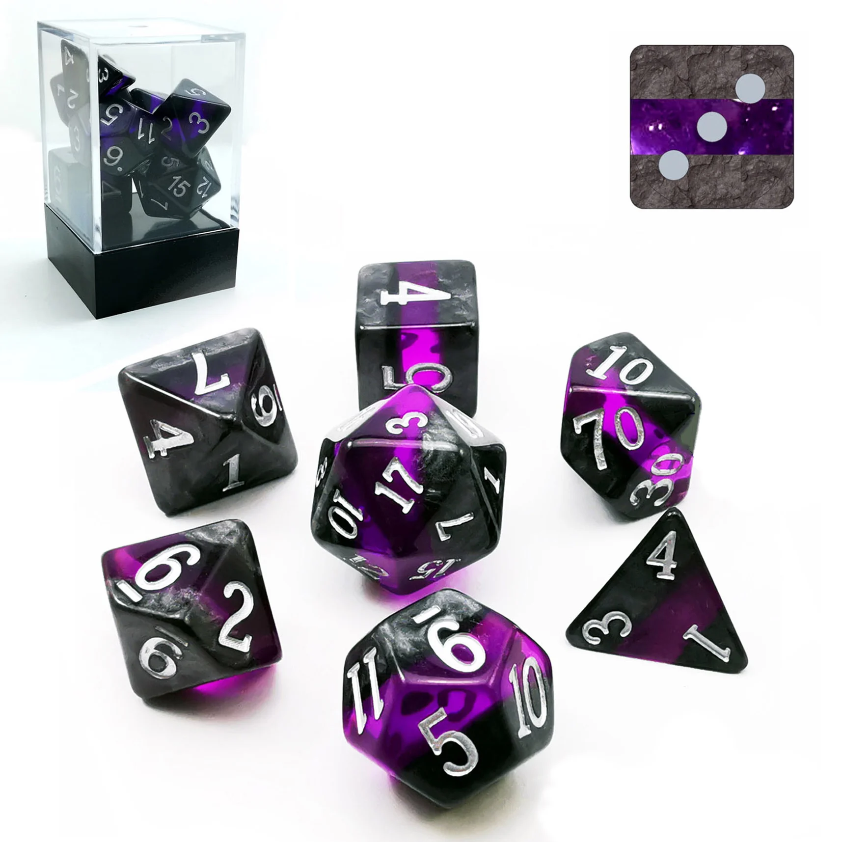 7Pcs Polyhedral Digital Dice Die Role Play Game for  RPG 