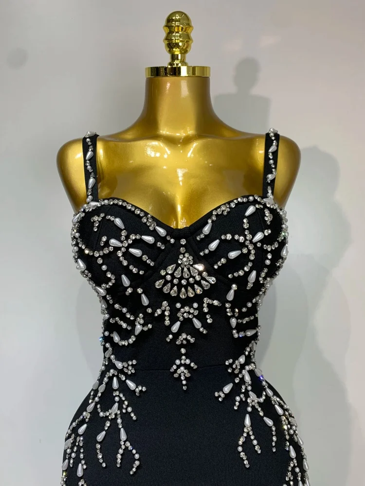 Beaded maxi dress back view