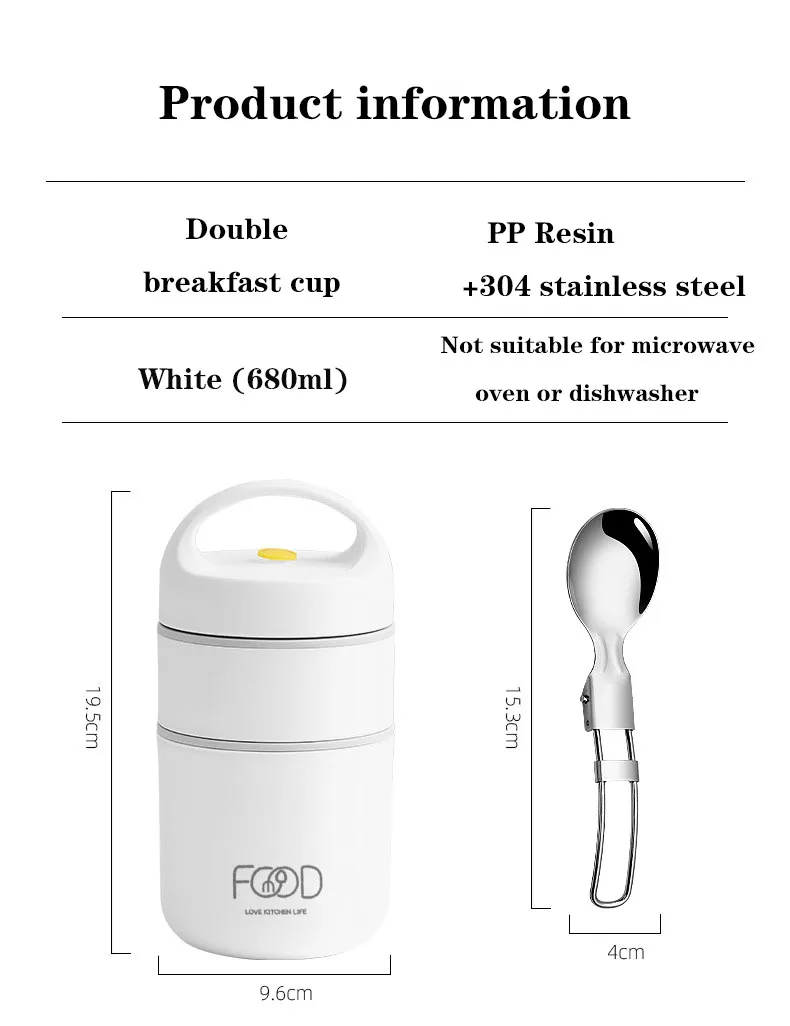 Stainless Steel Vacuum Thermal Lunch Box - Insulated Food Warmer