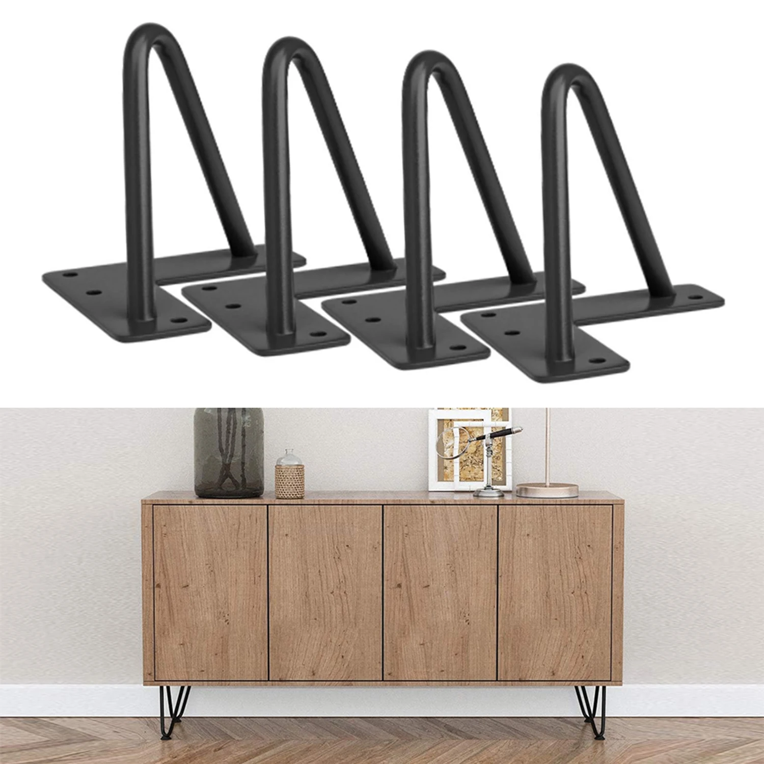 Foldable Metal Skateboard Furniture Leg – Heavy-Duty Iron Construction, Supports 300 Lbs, 16-Inch Height With Rubber Feet For DIY Tables & Desks (1 Pack)