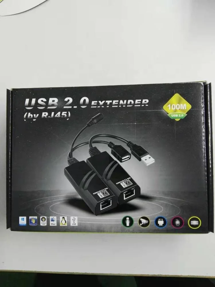 
 100 метров USB 2,0 удлинитель к RJ45 через Cat5 5E 6 конвертер  