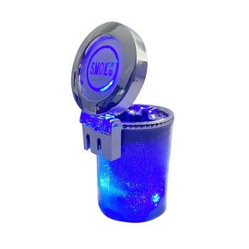 Design portable smart creative aluminium diamond car bling cup holder with led light cigarette smoking weed ashtray with lighter