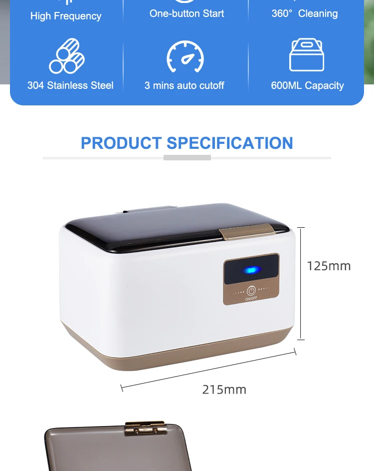 Home Appliances Glasses Jewelry Watch Mini Ultrasonic Washing Machine With Timer 600ml Portable Ultrasonic Cleaner