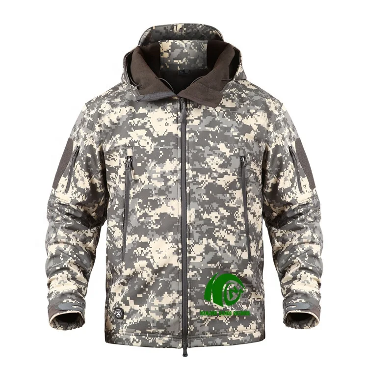 KANGO Factory Make Softshell Jacket for Men Outdoor Softshell Jacket Camouflage Ocp Softshell Jacket Stand Vintage Fleece Woven