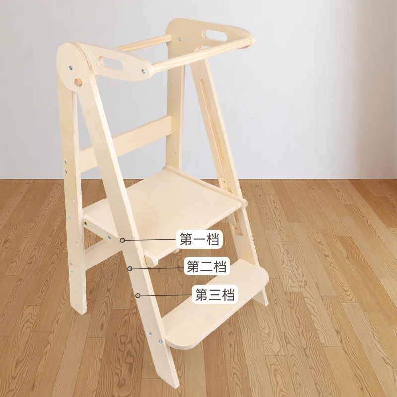 Custom Baby Chair Adjustable Folding Kitchen Helper Step Stool Wooden Montessori Kid Learning Tower For Toddler manufacture