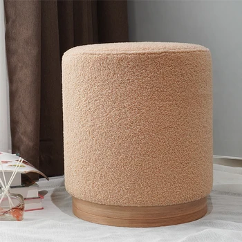 HStex Velvet Stool Tufted Soft Ottoman Round Stool Pouffe Ottoman Footstool Chair Foot Stool Pouf