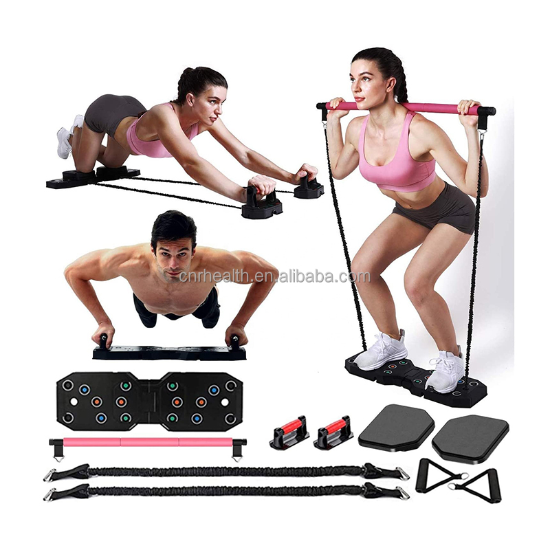 Портативное домашнее оборудование для тренировок в тренажерном зале, система тренировок, роликовое колесо, эластичные Эспандеры, подставка для пуш-апа