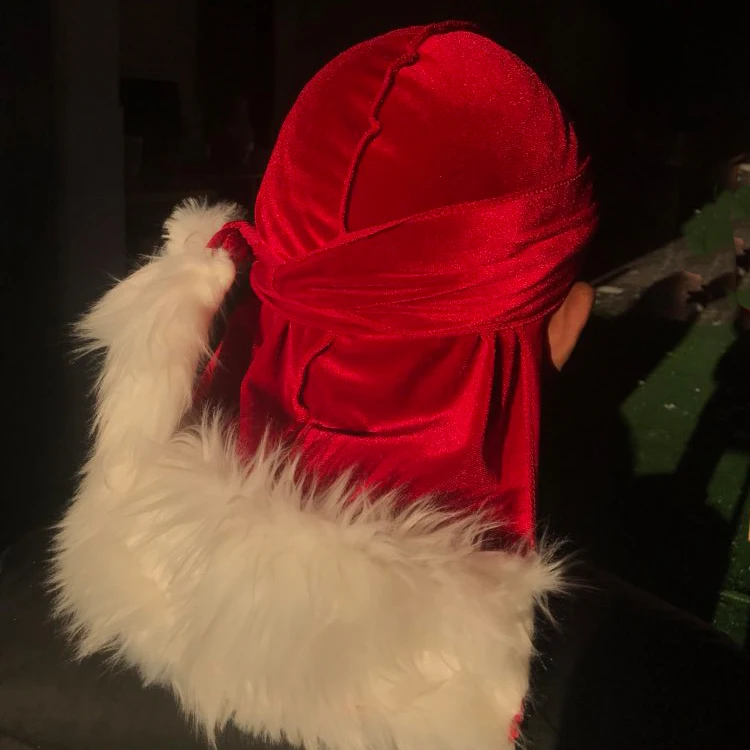 Red Christmas Hat Santa Velvet Durag 