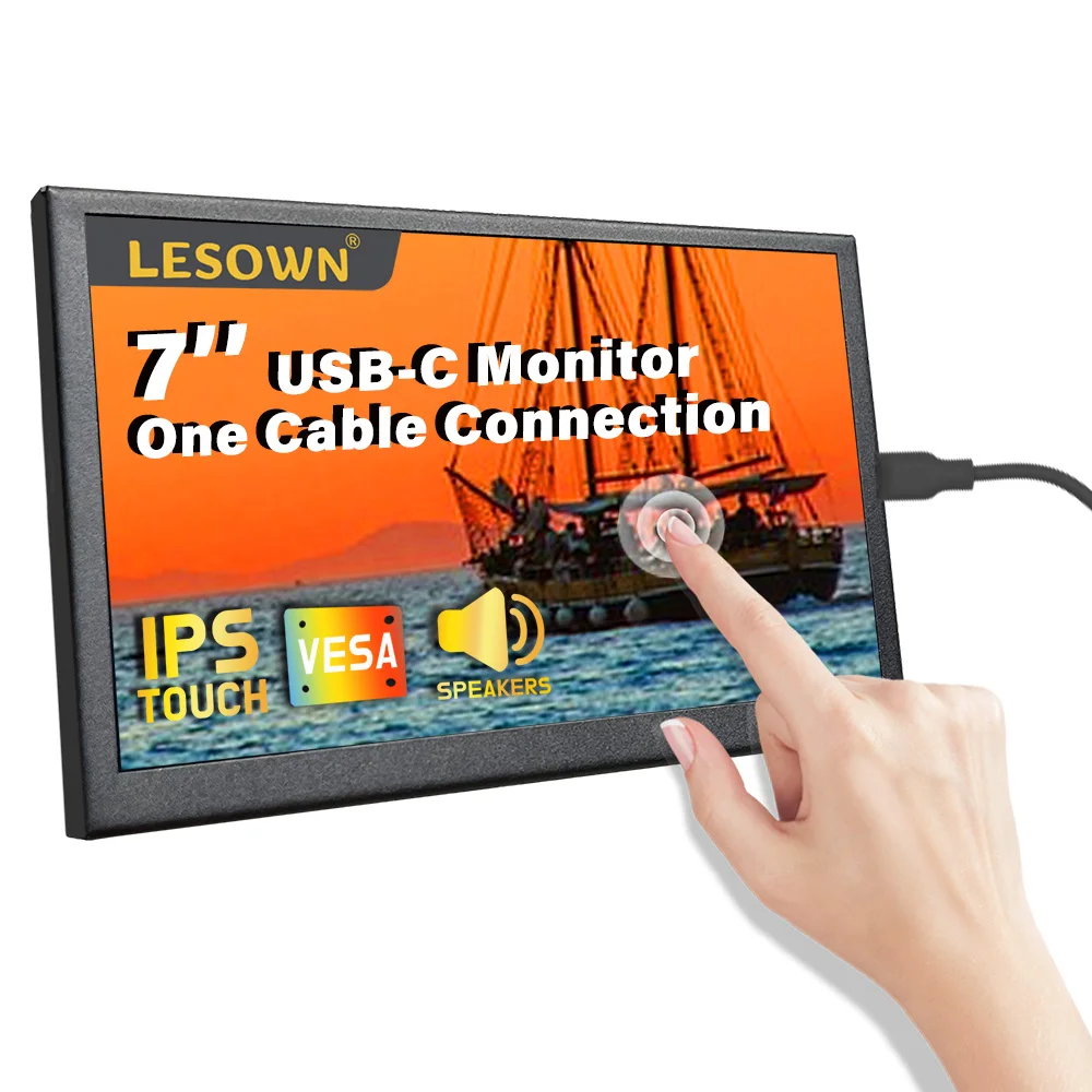 IPS Computer HD Touch Screen Display USB Type C Portatil LCD 7 Inch Mini Small Monitor Portable Screen for PC Smartphone