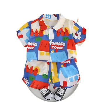 Baby boy clothing wholesale summer shirt short-sleeved shorts baby onesies comfortable breathable baby bodysuit set