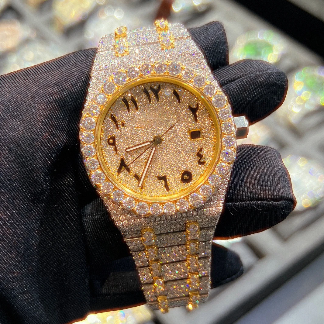 Luxury Custom Rappers Hip Hop Diamond Wrist Watch Vvs Moissanite Iced ...